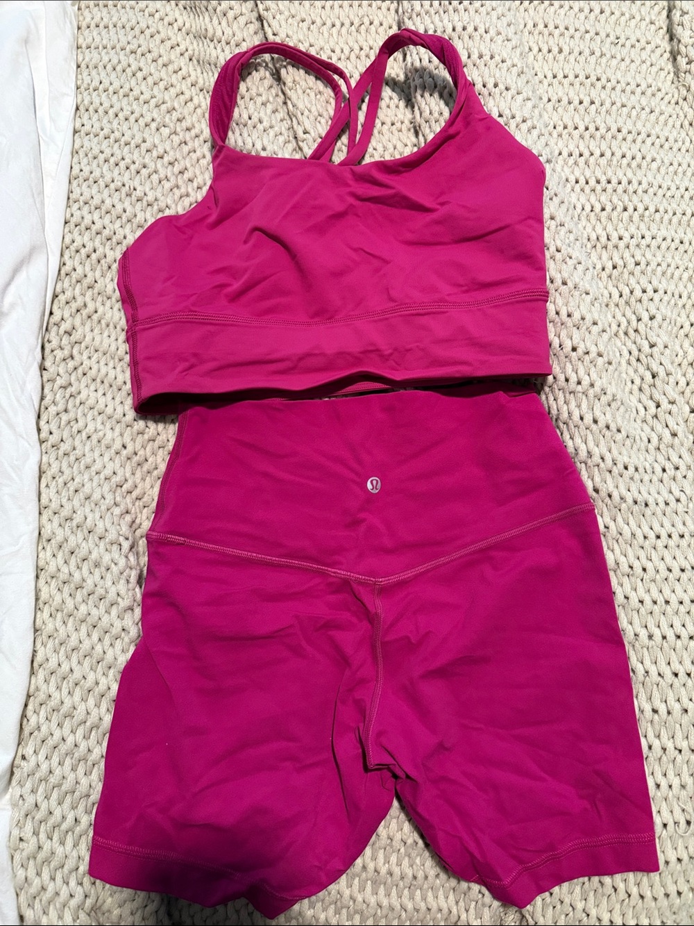 Lululemon raspberry Sports Bra & High-Rise Shorts Set